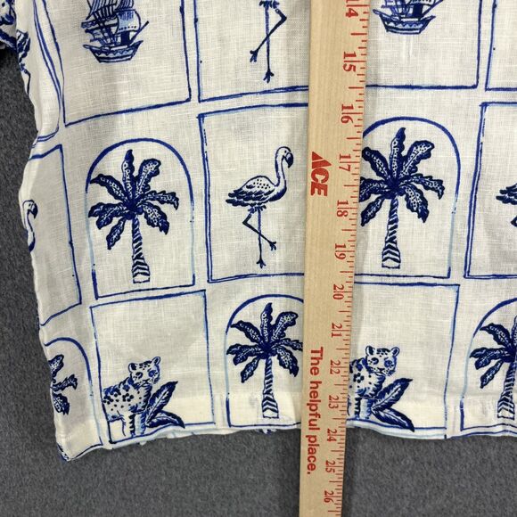 C&C California Top Womens XL 100% Linen Button Up Shirt Brach tropical cruise - Picture 7 of 16